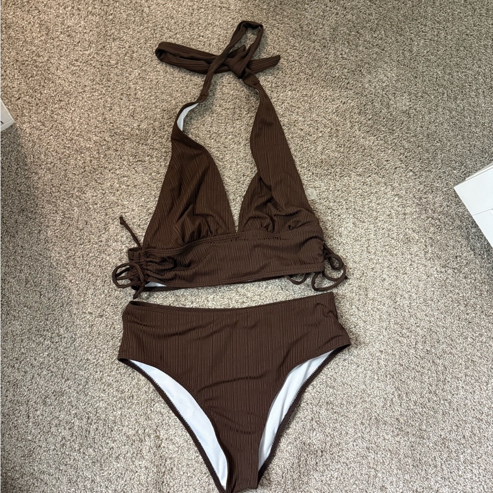 Shein Brown Halter Bikini Set